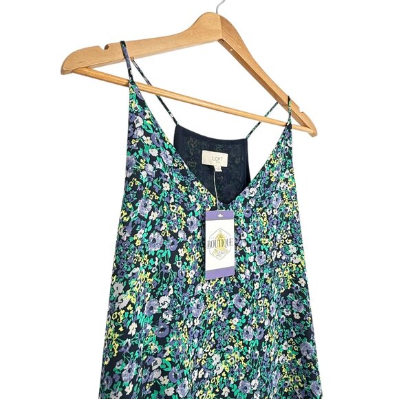 NWT Loft Womens M Micro Floral Racerback Tank Top Lined Blue Green Cottagecore - Picture 13 of 16